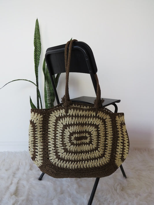 Isla Straw Tote - Brown