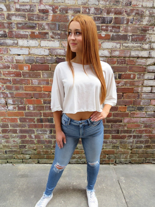 Plain White Tee Crop Top